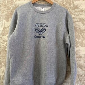 Gray 'Date His Dad' Racquet Club Crewneck Sweater